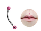 Titanium Jestrum Piercing: Disco Ball CZ Crystal Bent Barbell