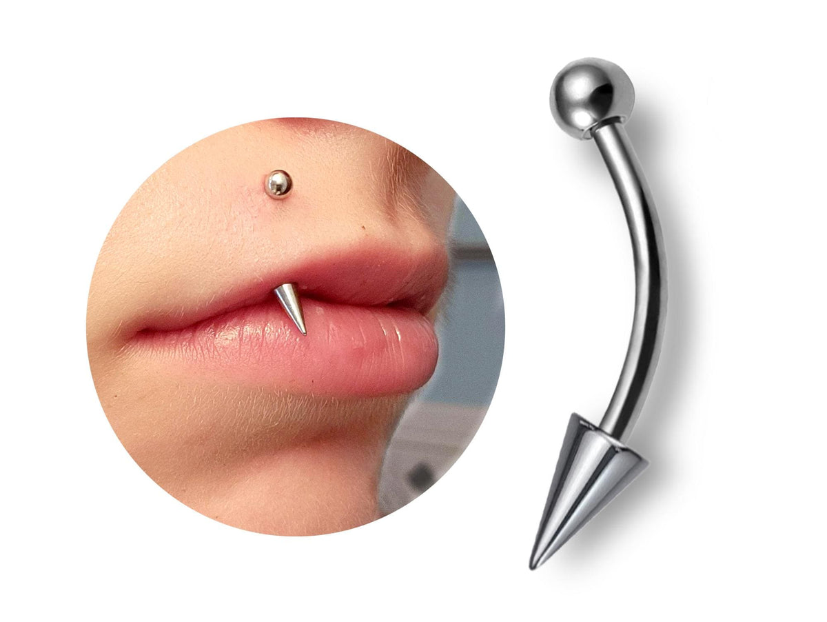 Titanium Angel Fangs Spike Barbell 16g: Lip & Body Piercing Jewelry (2pcs)