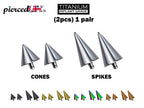Titanium Spike & Cone Piercing Attachment (Pair) - 16g to 0g
