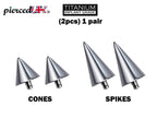 Titanium Spike & Cone Piercing Attachment (Pair) - 16g to 0g
