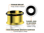Gold Plated Titanium Single Flare Tunnels: Ear Plugs with O-Ring