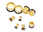 Gold Plated Titanium Single Flare Tunnels: Ear Plugs with O-Ring