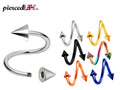 Spike Spiral Barbell: Surgical Steel Conch Earring, Lip, Eyebrow Piercing