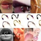 Spike Spiral Barbell: Surgical Steel Conch Earring, Lip, Eyebrow Piercing