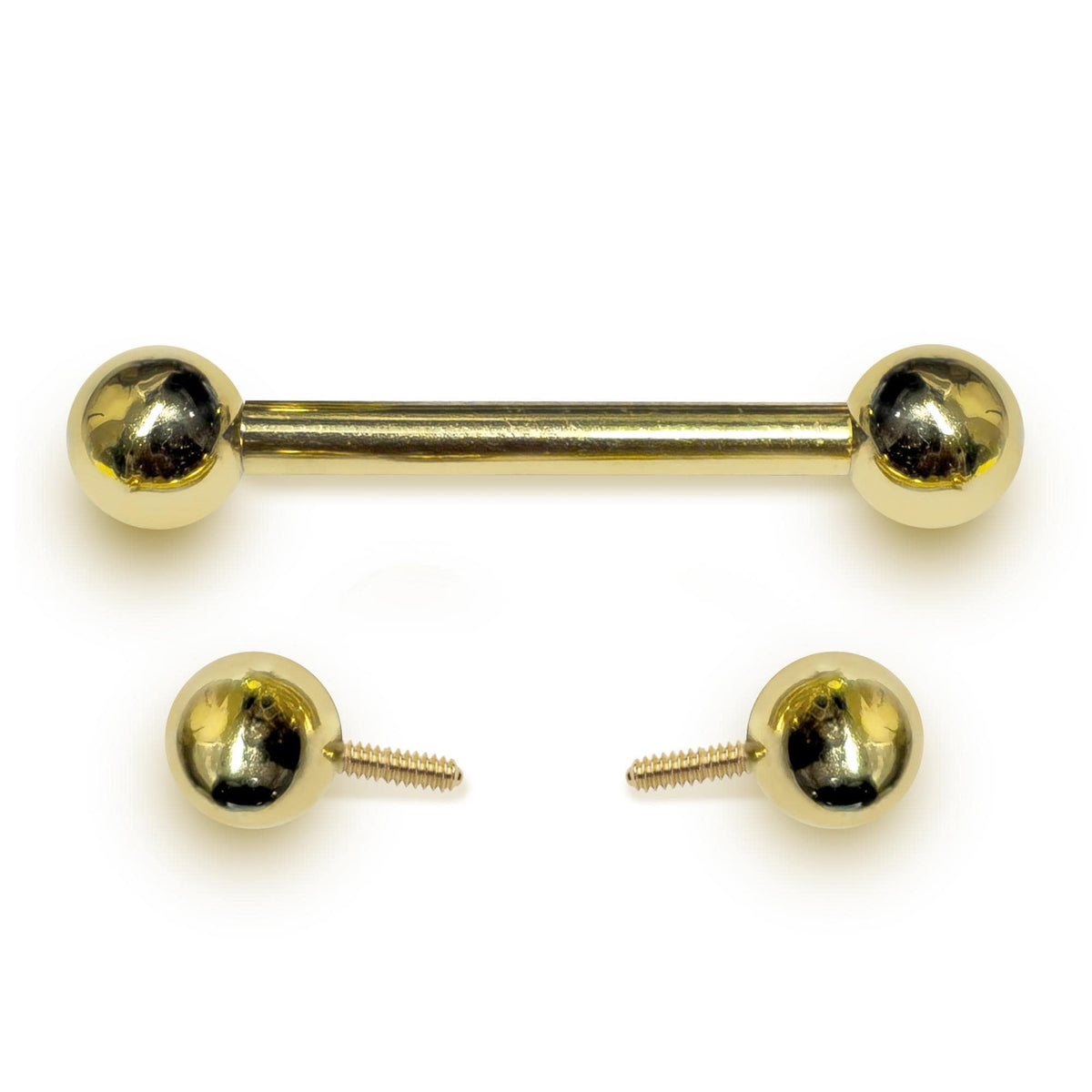 14K Gold Nipple Barbell: Handmade Internal Thread Body Piercing Jewelry