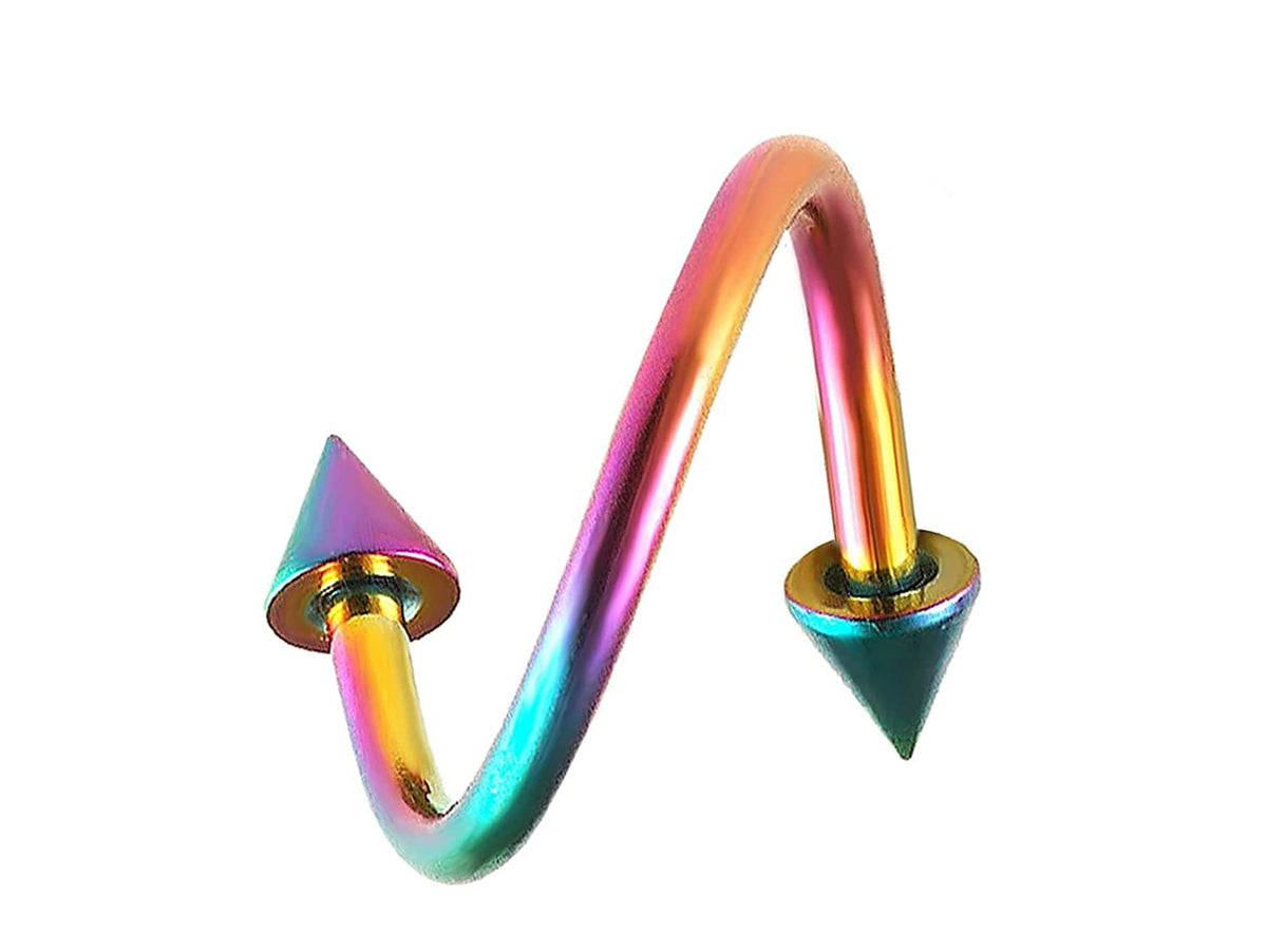 Spike Spiral Barbell: Surgical Steel Conch Earring, Lip, Eyebrow Piercing