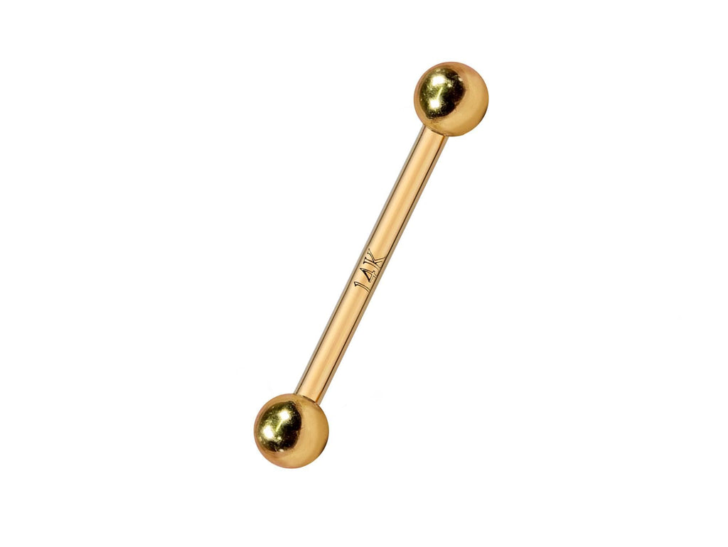14K Gold Nipple Barbell: Handmade Internal Thread Body Piercing Jewelry