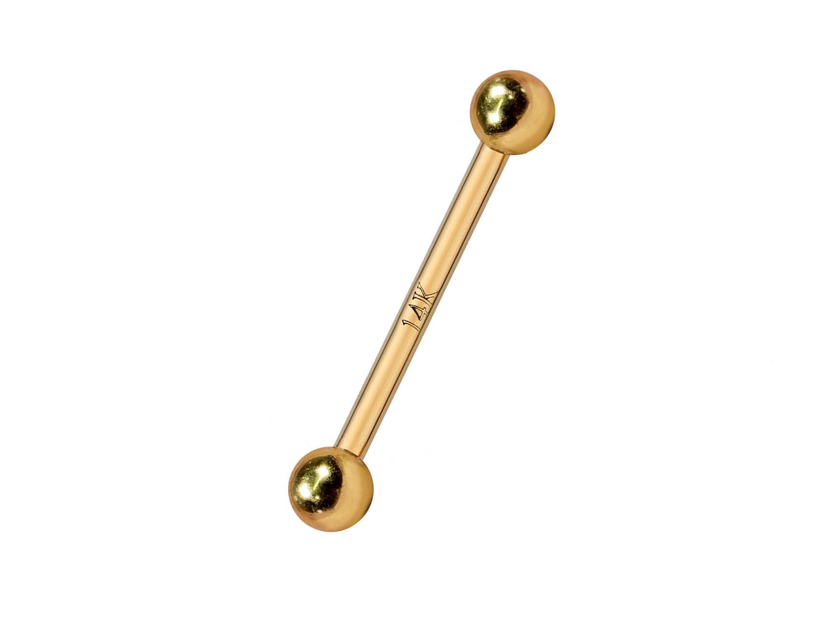 14K Gold Nipple Barbell: Handmade Internal Thread Body Piercing Jewelry