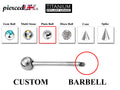 Titanium Industrial Barbell Piercing: Spike, Gem, or Plain Ball (20g-14g)