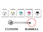 Titanium Industrial Barbell Piercing: Spike, Gem, or Plain Ball (20g-14g)