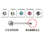 Titanium Industrial Barbell Piercing: Spike, Gem, or Plain Ball (20g-14g)