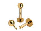 14K Gold Internal Thread Labret Stud: Flat Back Body Piercing (16G/14G)