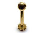 14K Gold Internal Thread Labret Stud: Flat Back Body Piercing (16G/14G)