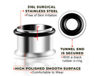 Surgical Steel Single Flare Ear Plugs: Piercing Tunnels with O-Ring
