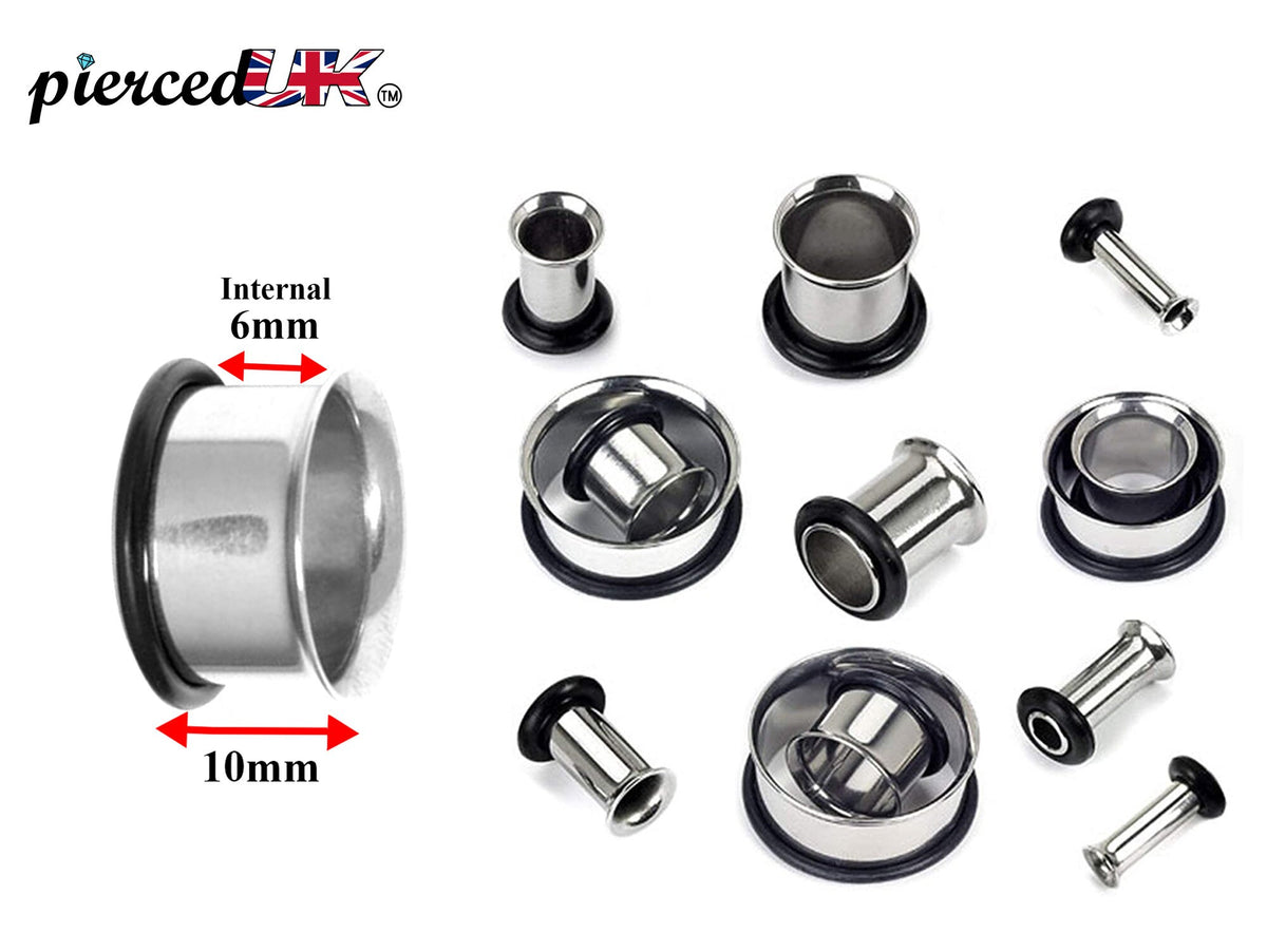Surgical Steel Single Flare Ear Plugs: Piercing Tunnels with O-Ring
