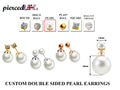 Double Pearl Stud Earrings: Front Back Ear Jacket - Silver, Gold, Rose Gold