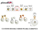 Double Pearl Stud Earrings: Front Back Ear Jacket - Silver, Gold, Rose Gold