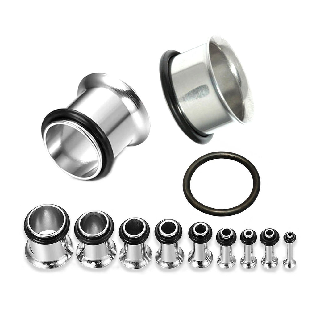 Surgical Steel Single Flare Ear Plugs: Piercing Tunnels with O-Ring