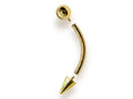 14K Solid Gold Spike Curved Barbell: Vertical Labret Piercing