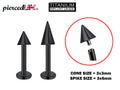 Black Titanium Spike Labret: 16G 14G Internally Threaded Lip Piercing