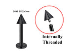Black Titanium Spike Labret: 16G 14G Internally Threaded Lip Piercing