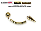 14K Solid Gold Spike Curved Barbell: Vertical Labret Piercing