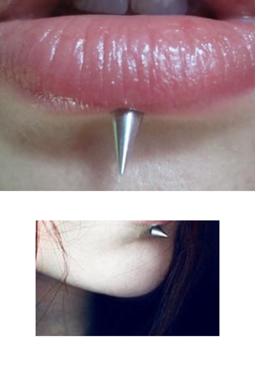 Black Titanium Spike Labret: 16G 14G Internally Threaded Lip Piercing
