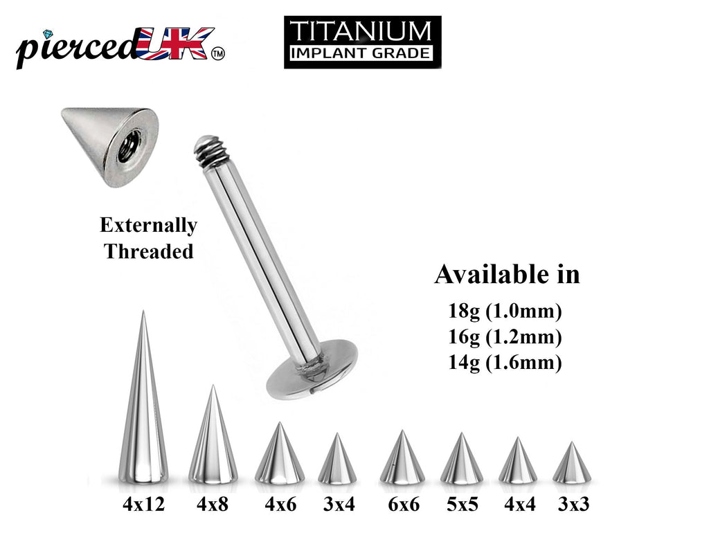 Titanium Spike Labret: Lip & Chin Piercing (14g-18g)