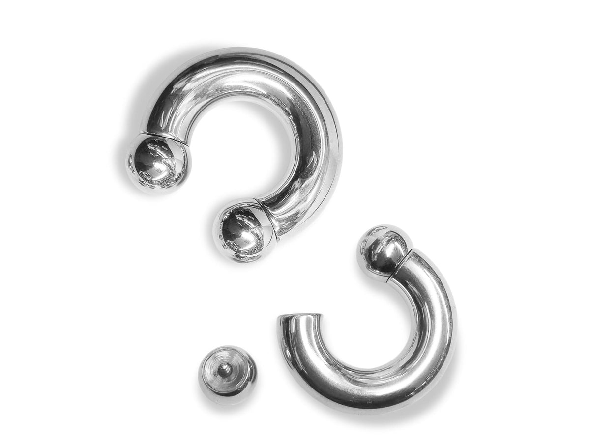 14K White Gold, Titanium Prince Albert Ring: Captive Bead CBR Body Piercing Jewelry (2ga to 00ga)