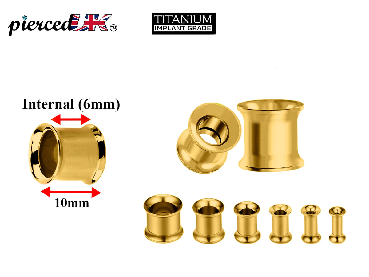 Gold Plated Double Flare Plugs: Titanium Steel Ear Tunnels