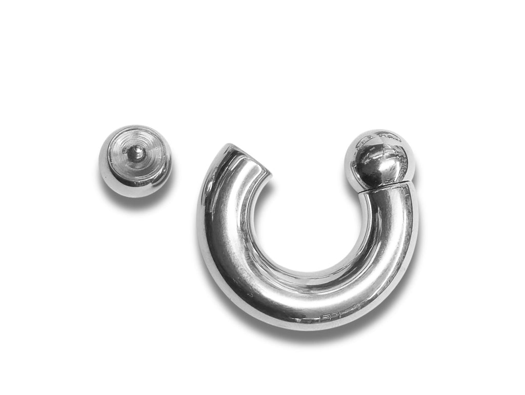 14K White Gold, Titanium Prince Albert Ring: Captive Bead CBR Body Piercing Jewelry (2ga to 00ga)