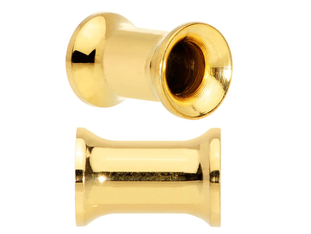 Gold Plated Double Flare Plugs: Titanium Steel Ear Tunnels