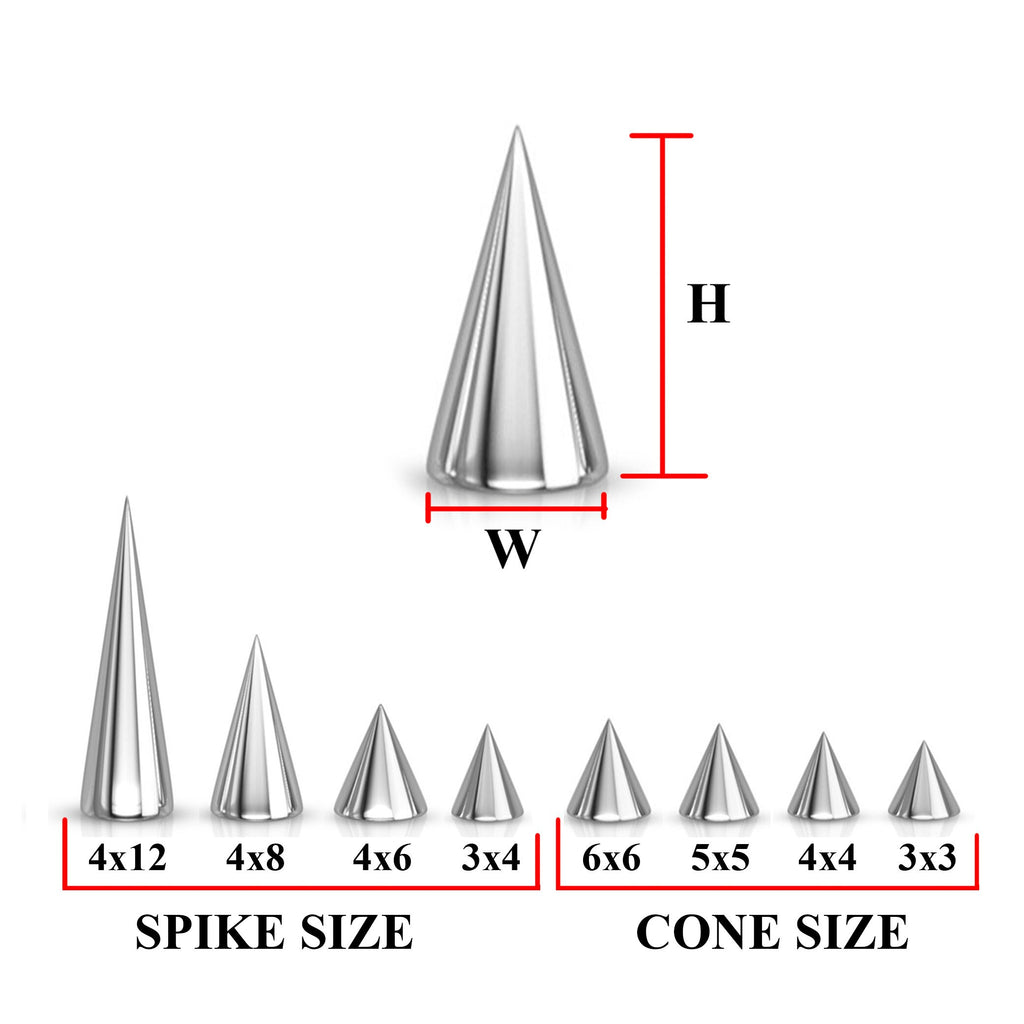 Titanium Spike Piercing: 16g 14g Cone Replacement Parts (Pair)