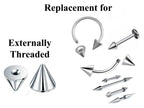 Titanium Spike Piercing: 16g 14g Cone Replacement Parts (Pair)