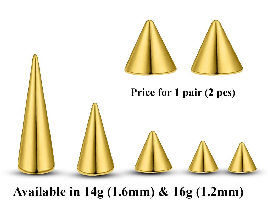 Titanium Spike Piercing: 16g 14g Cone Replacement Parts (Pair)