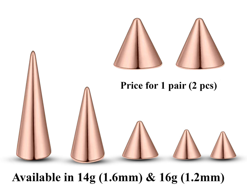 Titanium Spike Piercing: 16g 14g Cone Replacement Parts (Pair)
