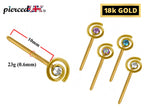 18K Gold Nose Stud: Infinity Loop, Crystal Accent (23g)