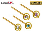 18K Gold Nose Stud: Infinity Loop, Crystal Accent (23g)