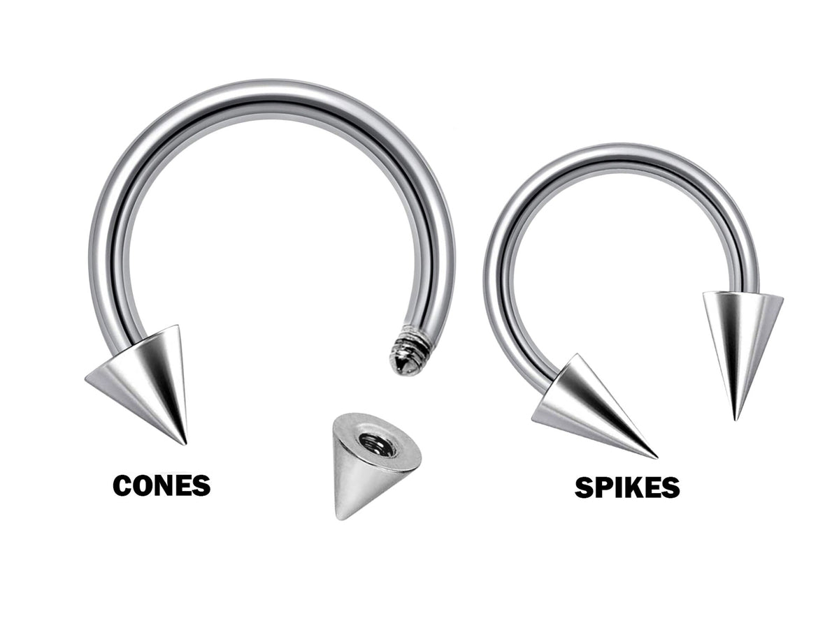Spike Septum Ring: Surgical Steel Horseshoe, 16G 14G (6mm-16mm)