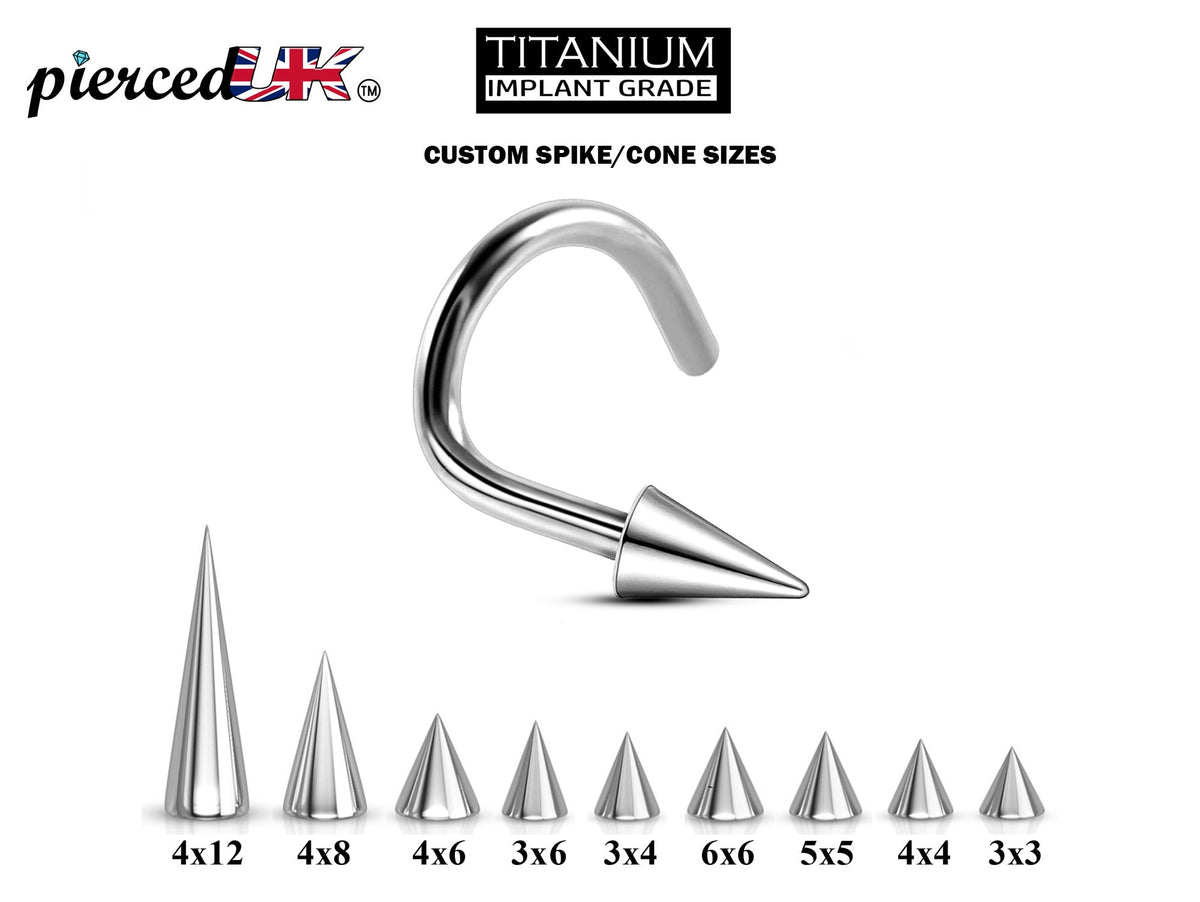 Titanium Spike Nose Stud: 18g/16g Nostril Screw Ring