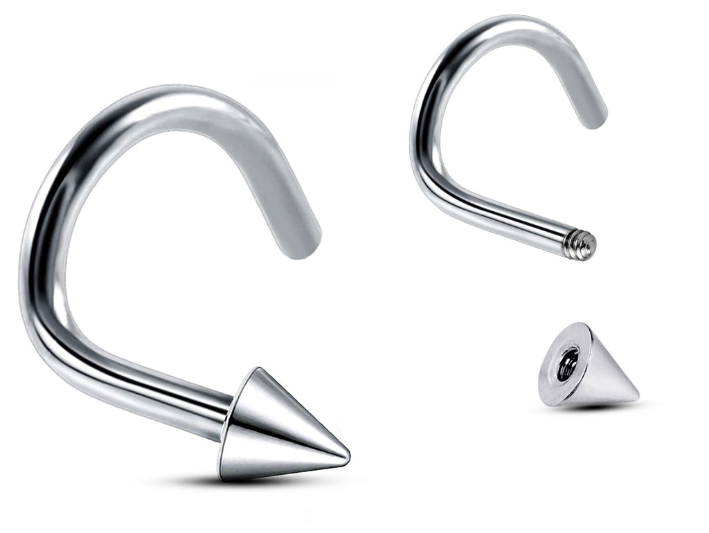 Titanium Spike Nose Stud: 18g/16g Nostril Screw Ring