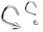 Titanium Spike Nose Stud: 18g/16g Nostril Screw Ring
