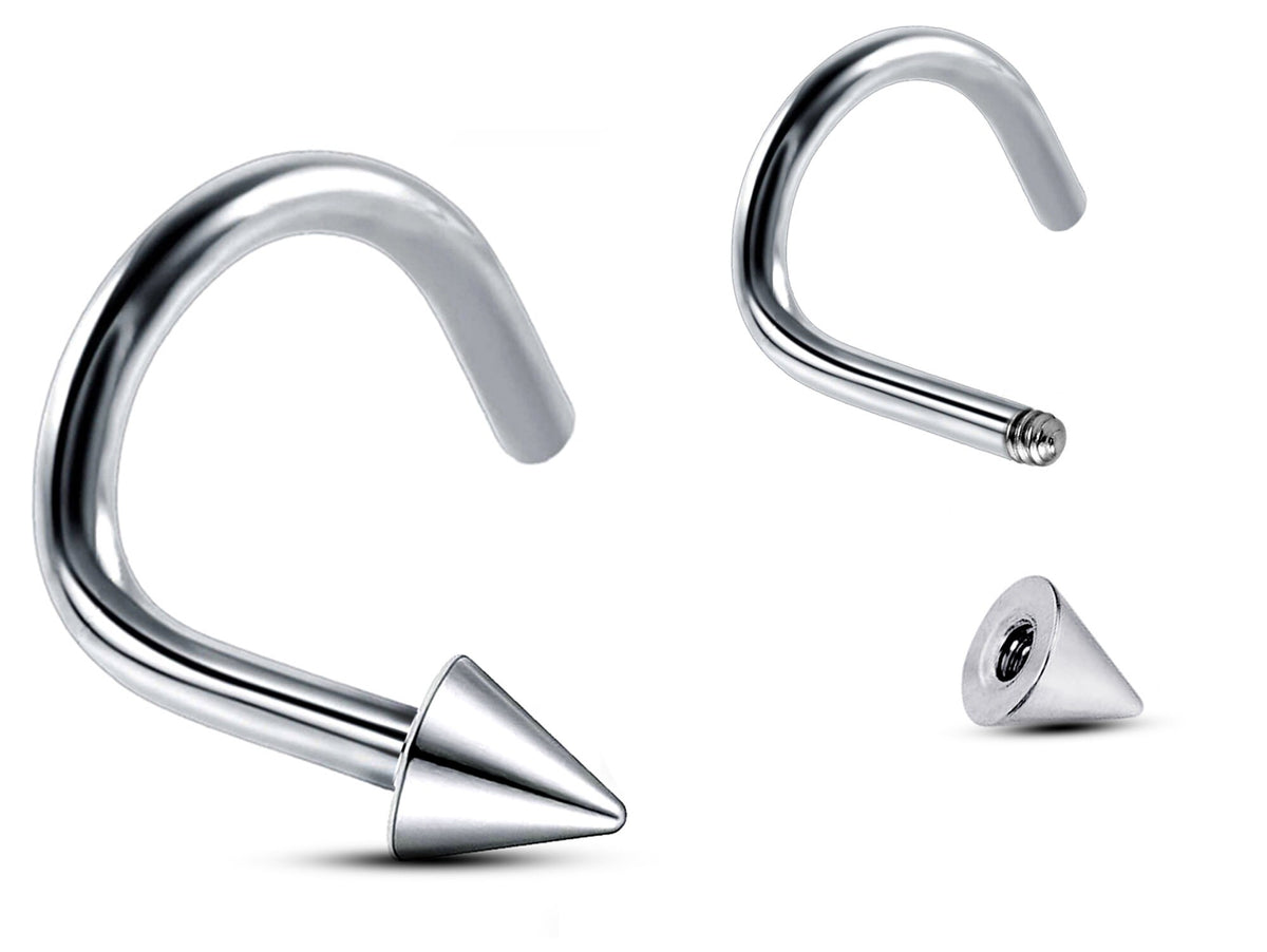 Titanium Spike Nose Stud: 18g/16g Nostril Screw Ring