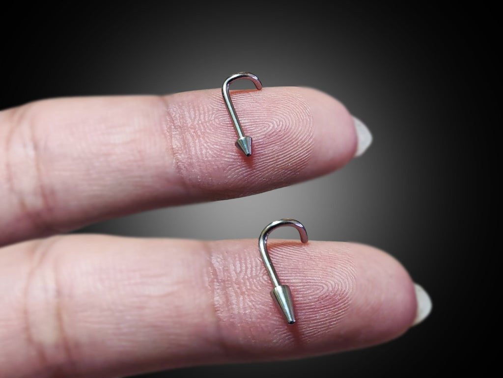 Titanium Spike Nose Stud: 18g/16g Nostril Screw Ring