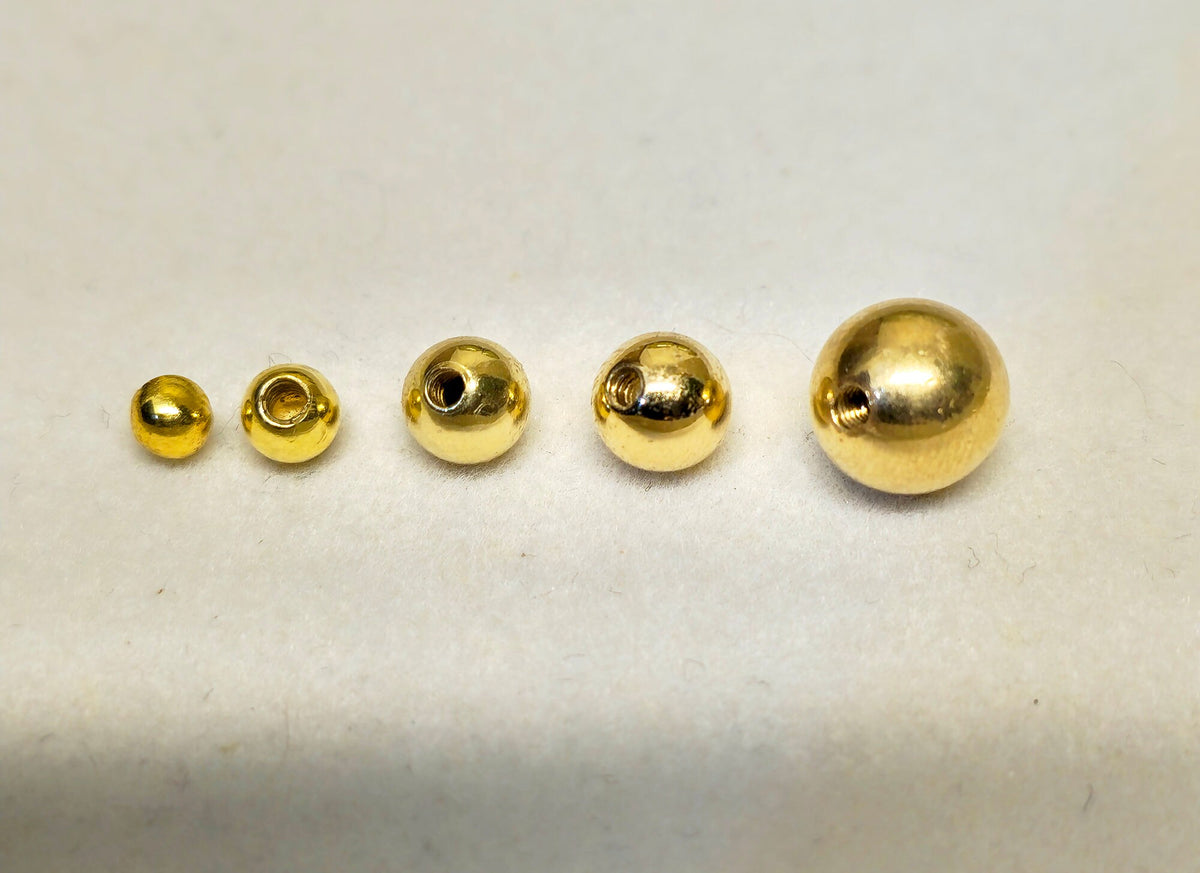 14K Gold Threaded Piercing Ball Replacement: Barbells, Labrets, Horseshoe