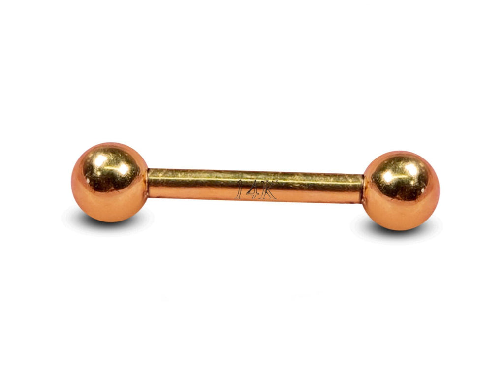 14K Rose Gold Nipple Barbell: Handmade Body Piercing Jewelry