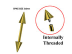 Titanium Gold Spike Barbell Piercing: Internally Threaded 16G 14G