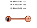 Rose Gold Barbell Stud: Surgical Steel Industrial Piercing 18g 16g 14g