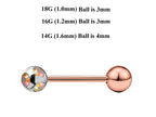 Rose Gold Barbell Stud: Surgical Steel Industrial Piercing 18g 16g 14g