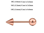 Rose Gold Barbell Stud: Surgical Steel Industrial Piercing 18g 16g 14g